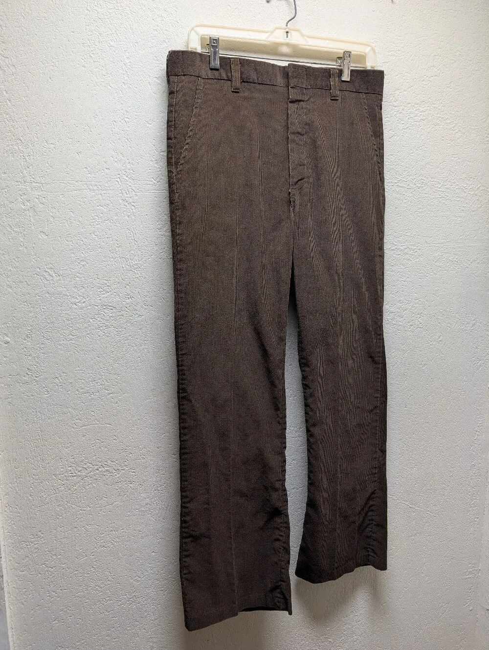 Vintage 70s Brown Corduroy Pants Mens Straight Leg Talon Zipper Trousers Cords